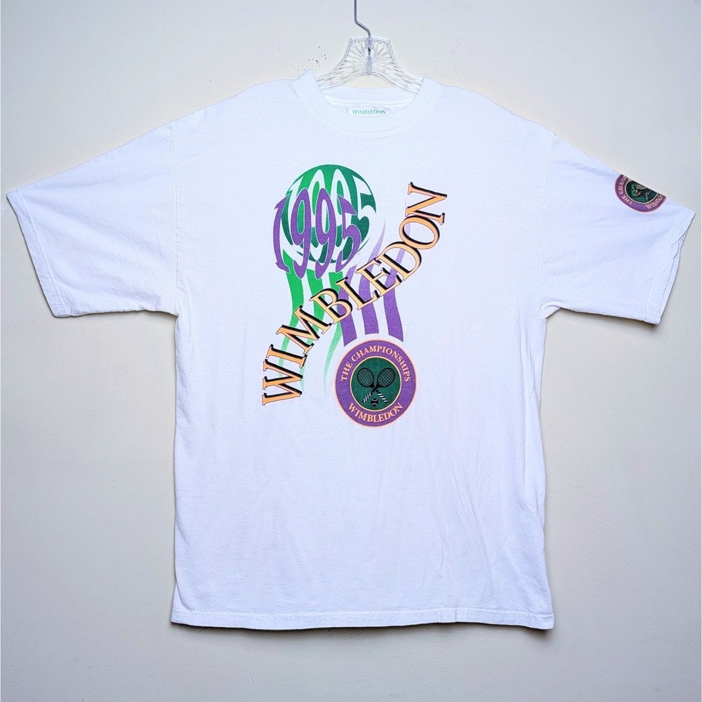 Vintage Wimbledon 1995 Championships Tennis Lawn Logo Shirt Size XL